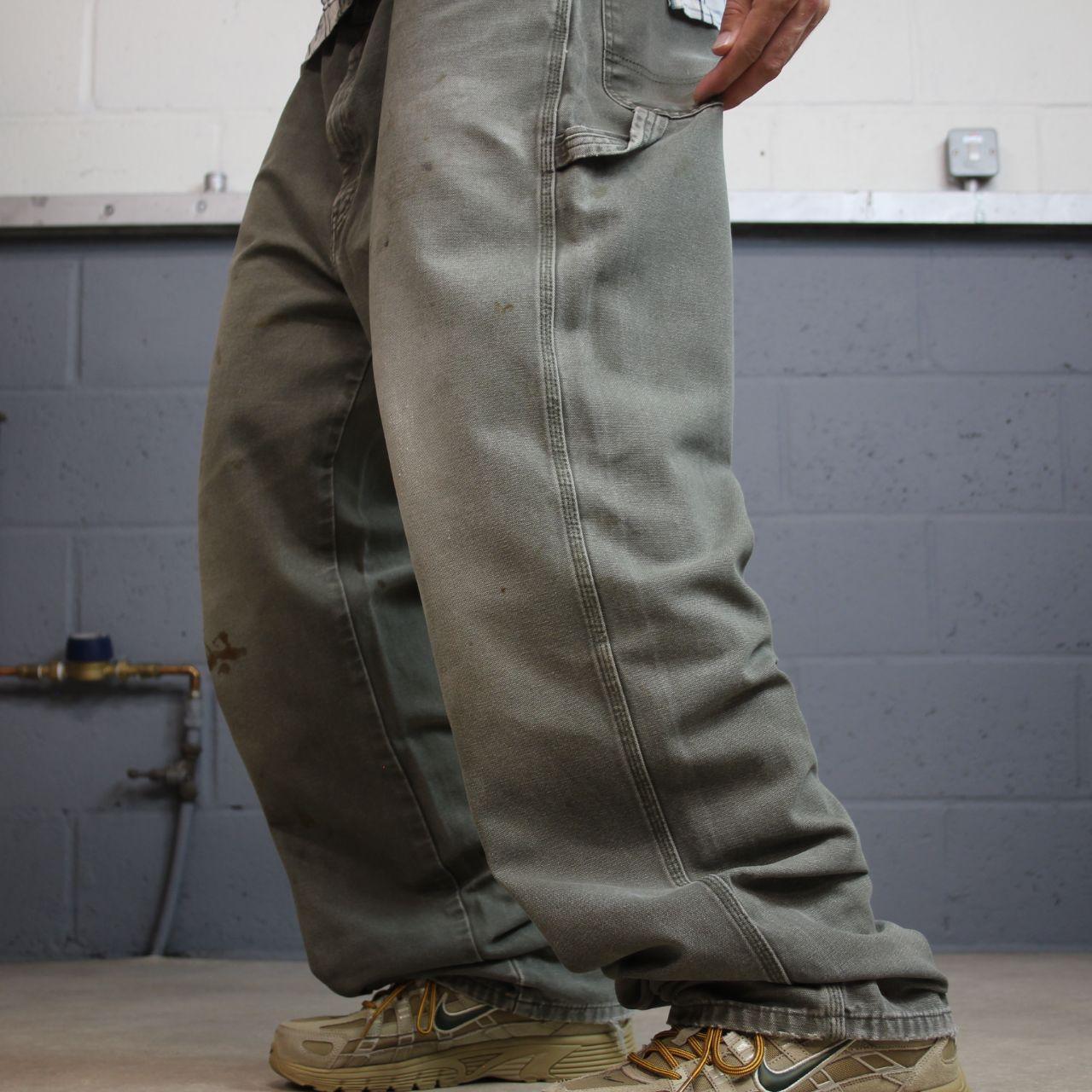 Baggy Dickies carpenter jeans W40L32 Green canvas skater style workwear cargo pants