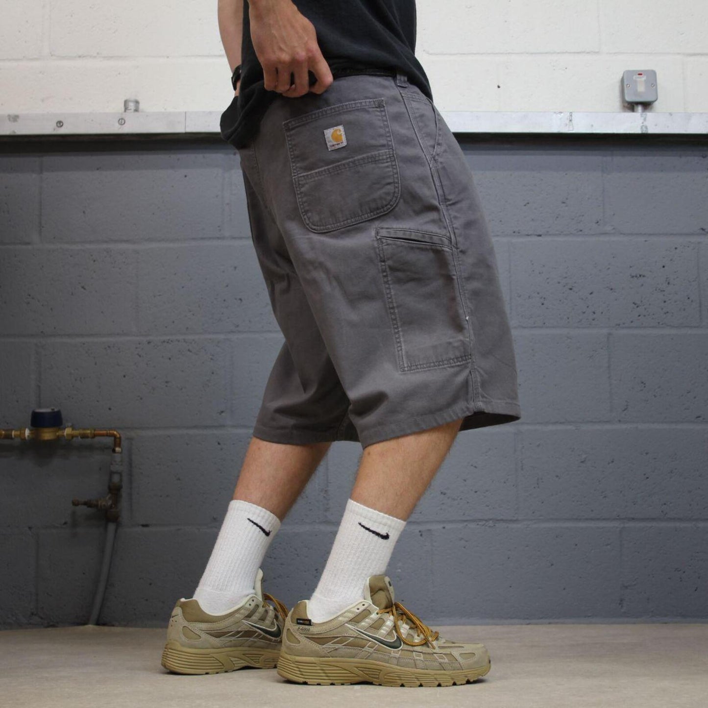 Carhartt cargo shorts skater surf grey Loose relaxed fit workwear carpenter shorts