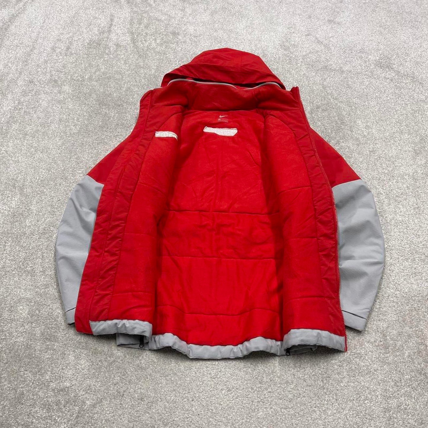 00s Nike jacket y2k style Medium men's red grey full zip padded windbreaker coat technical
