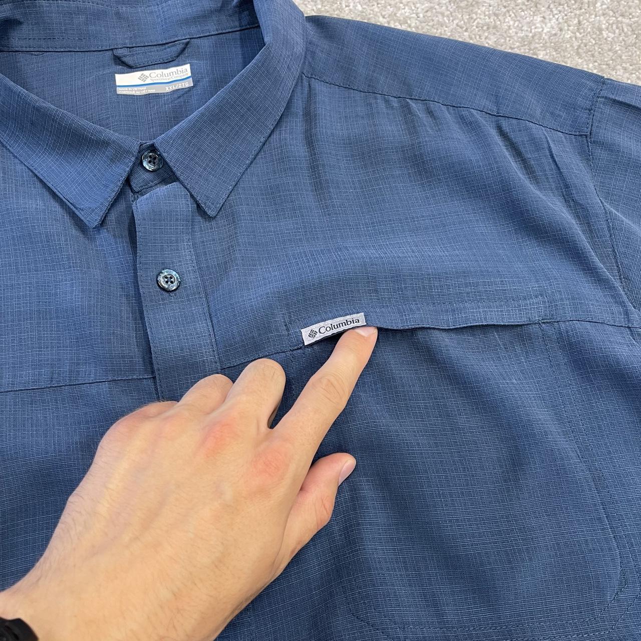 Columbia baggy short sleeve shirt navy Festival style button down summer shirt