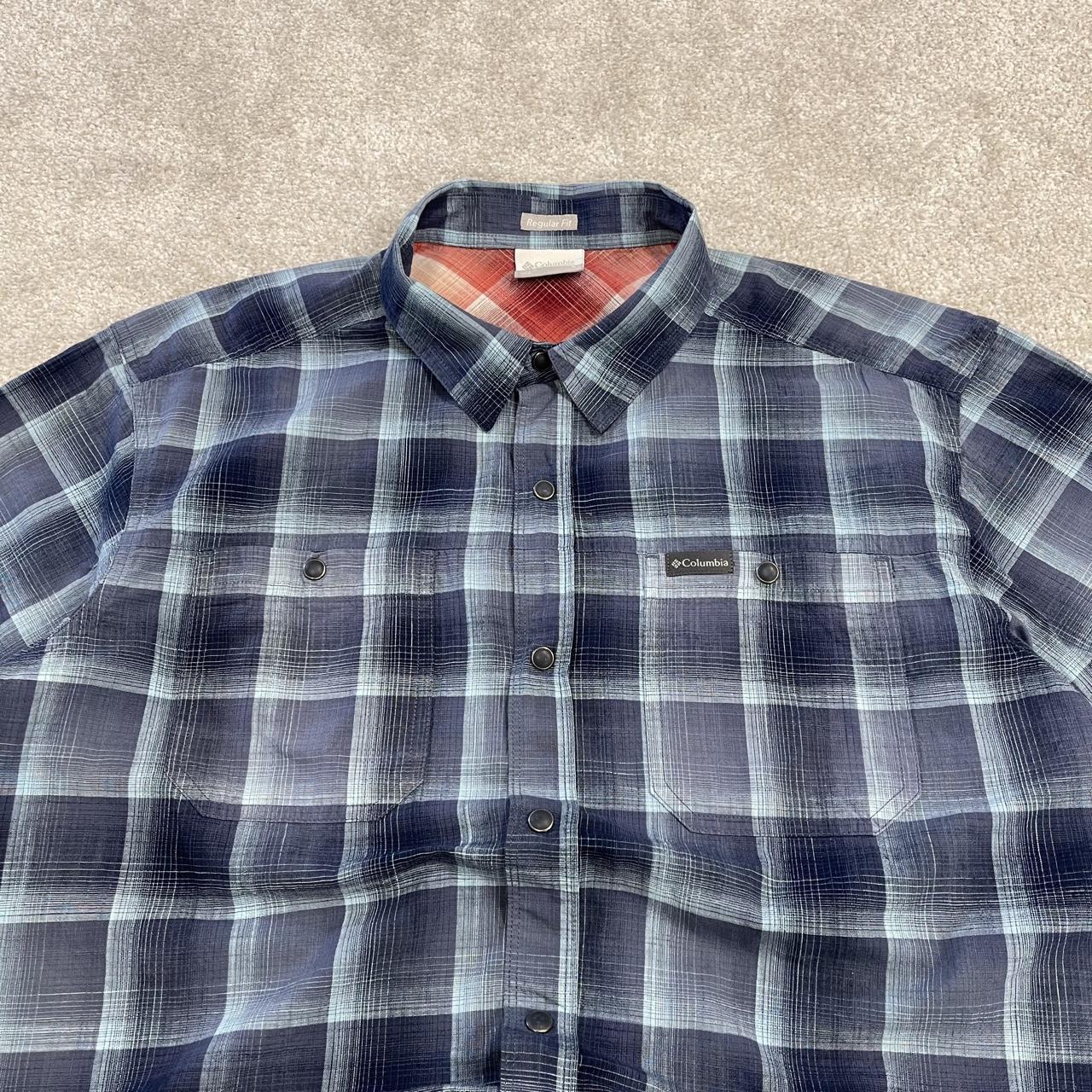 Columbia checkered surf shirt short sleeve navy Y2K festival style button down summer shirt