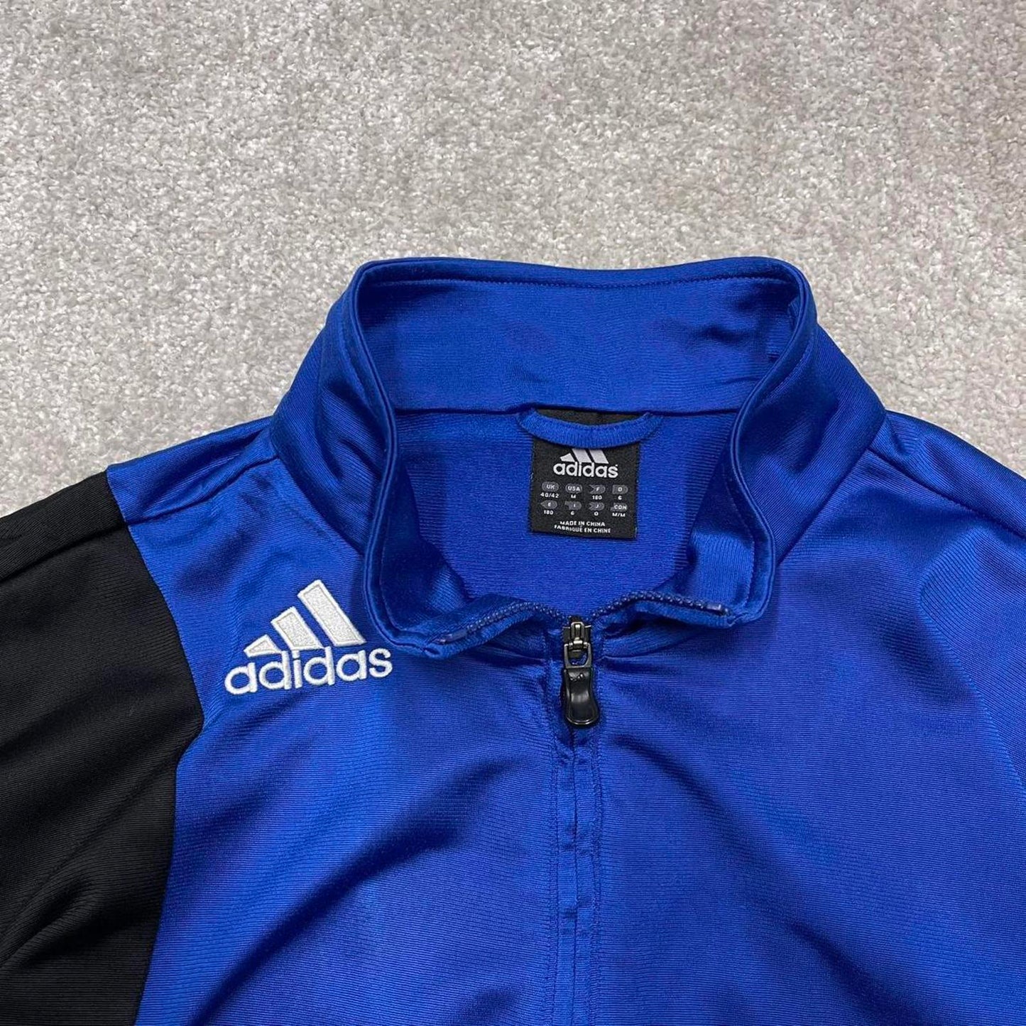 Vintage Adidas track jacket Medium men's y2k 00s style blue funky sports tracksuit