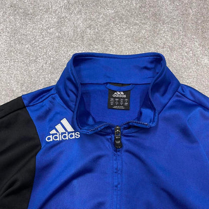 Vintage Adidas track jacket Medium men's y2k 00s style blue funky sports tracksuit