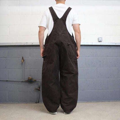 Brown Carhartt dungarees W46L30 mens canvas overalls utility worker