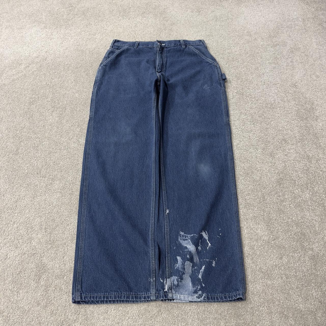 Baggy Carhartt carpenter jeans y2k W34L32 blue skater style workwear utility denim cargos