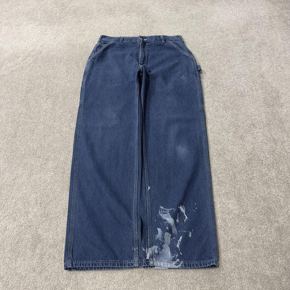Baggy Carhartt carpenter jeans y2k W34L32 blue skater style workwear utility denim cargos