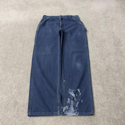 Baggy Carhartt carpenter jeans y2k W34L32 blue skater style workwear utility denim cargos