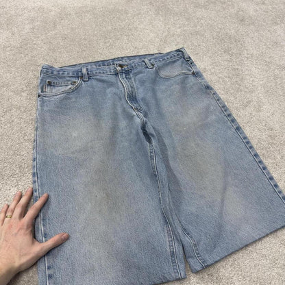 Carhartt denim shorts y2k faded blue Loose skater style work jorts