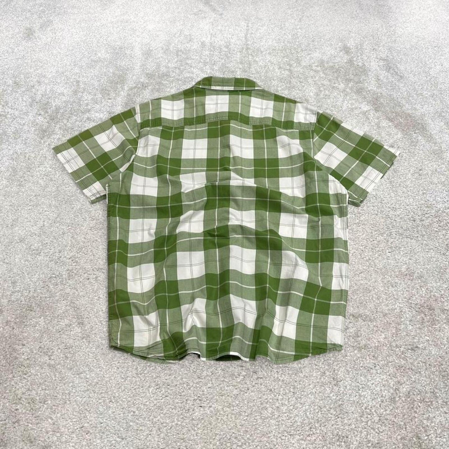 Columbia checkered short sleeve shirt green Surf style check shirt summer festival