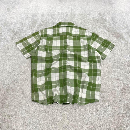 Columbia checkered short sleeve shirt green Surf style check shirt summer festival