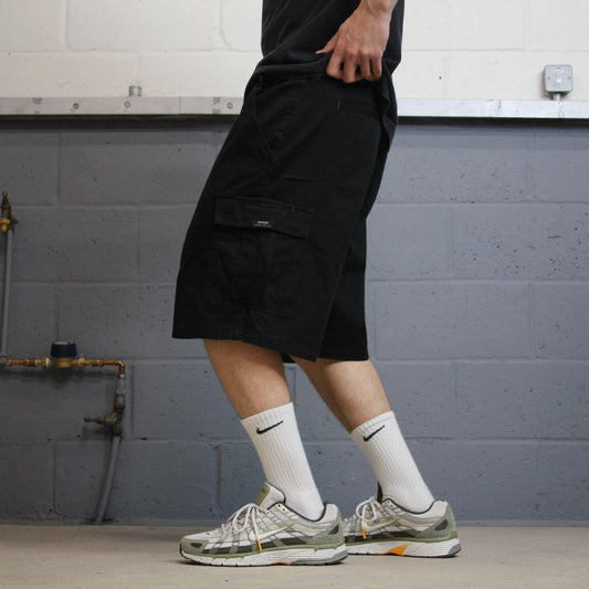 Wrangler baggy cargo shorts wide leg black Cotton chino skater style shorts loose leg