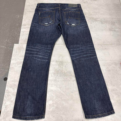 Blue Rocawear jeans W40L35 embroidered y2k stitch style straight fit denim pants