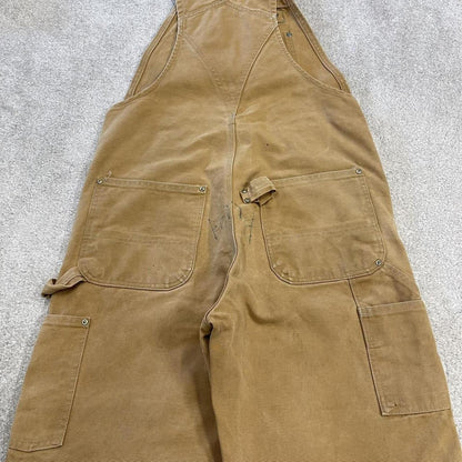 Vintage Carhartt dungarees tan brown overalls Bib & brace utility workwear farmer