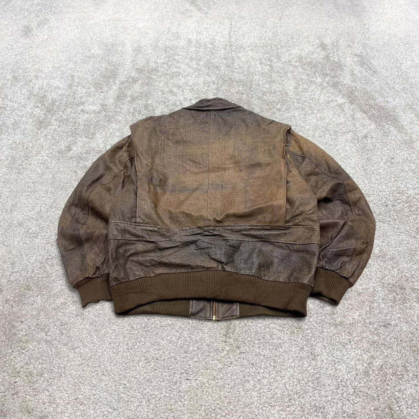 Vintage leather flight aviator bomber jacket brown Fiori boxy genuine leather A-2 style flying coat