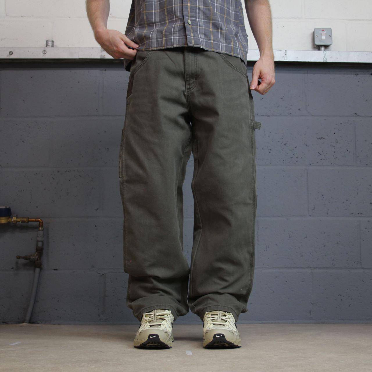 Wrangler carpenter jeans y2k green W34L30 Loose straight leg skater style workwear utility pants
