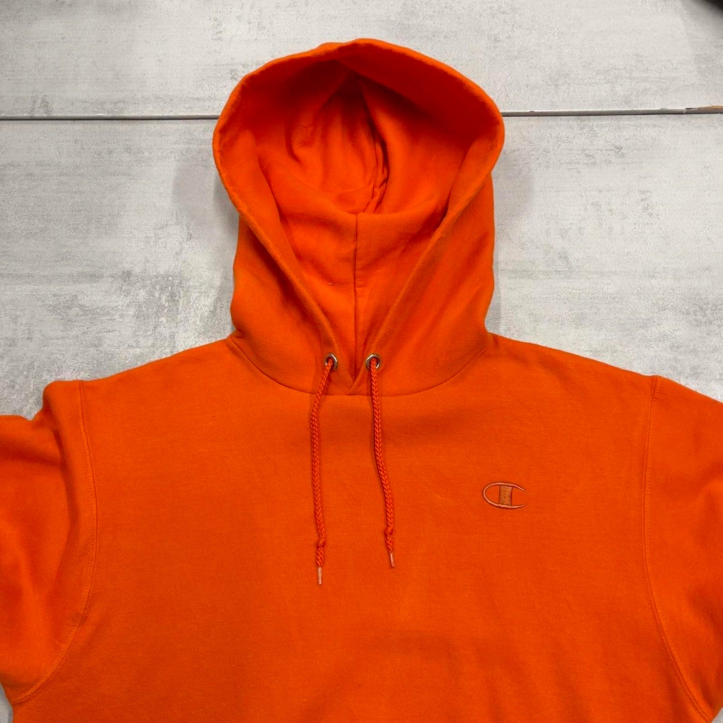 Orange Champion hoodie S y2k pullover boxy jumper print design