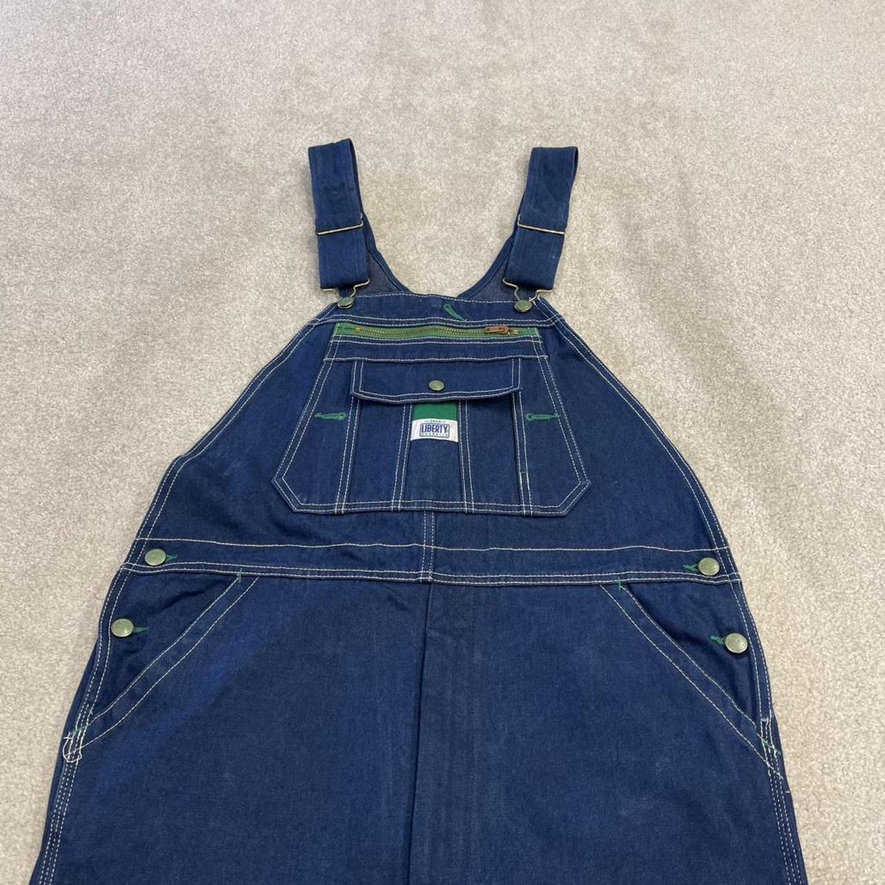 Liberty baggy dungarees denim overalls navy blue Vintage workwear bib & brace utility