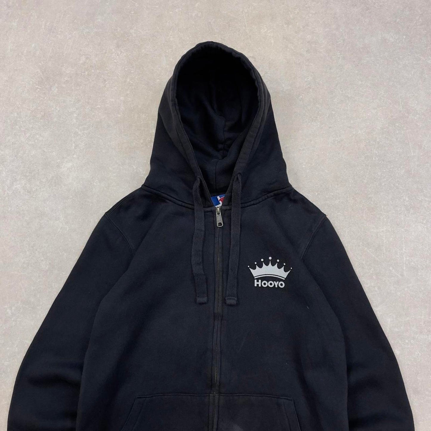 Black vintage Russel zip hoodie Medium full zip hooded sweatshirt Hooyo