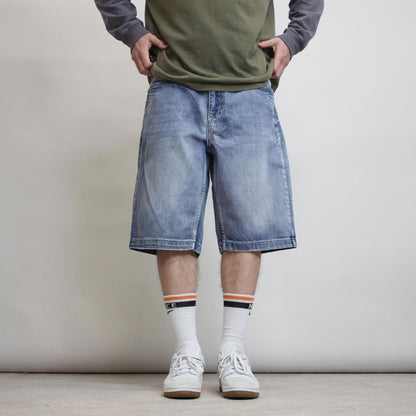 Baggy embroidered denim shorts W38