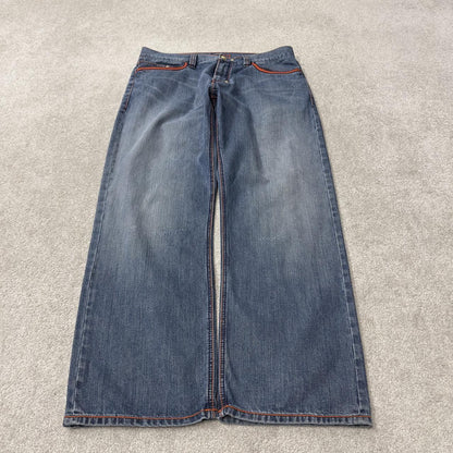 COOGI embroidered baggy jeans y2k W38L32 blue Large embroidered COOGI country club loose leg skater
