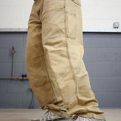 Y2K Carhartt double knee carpenter jeans tan Relaxed fit canvasy skate style workwear cargo pants
