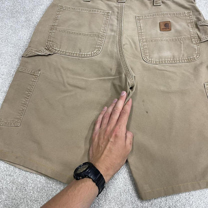 Carhartt carpenter shorts dungaree fit tan Loose cargo skater work shorts