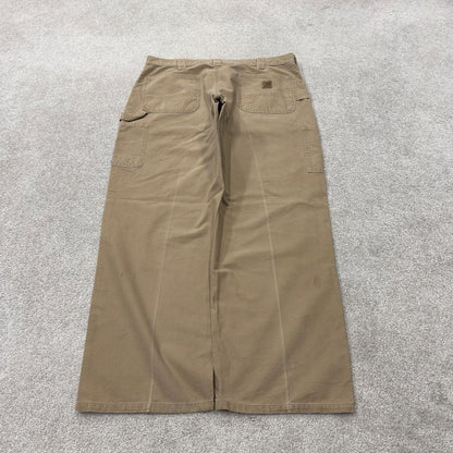 Tan baggy vintage Carhartt carpenter pants y2k Loose leg skater 2000s style workwear cargos