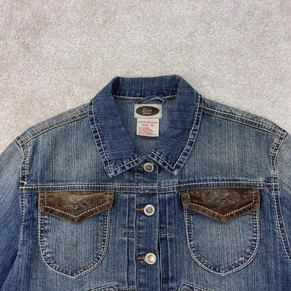 Elite Jeans denim jacket 2X women's blue western Cinch denim cowgirl cropped jacket