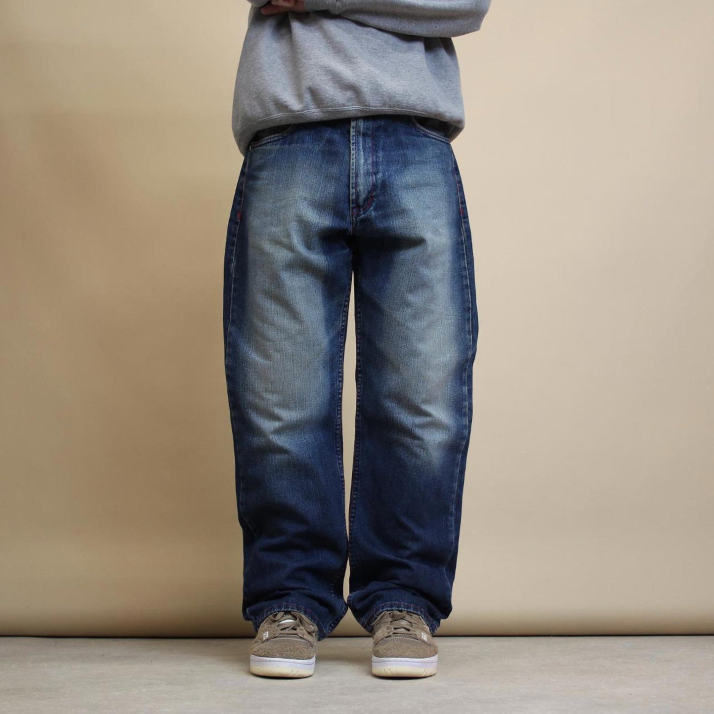 Blue embroidered Premium jeans W36L32 y2k style loose denim pants