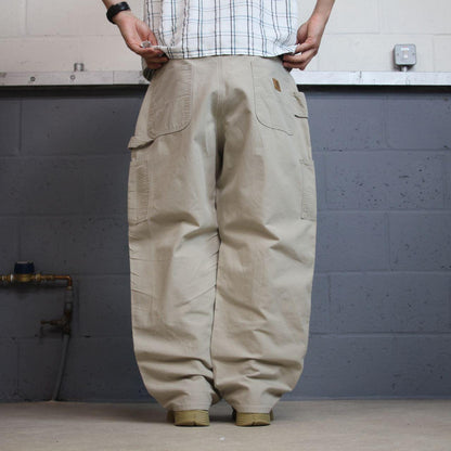Carhartt baggy carpenter pants Y2K beige Loose fit skater cargo work pants utility