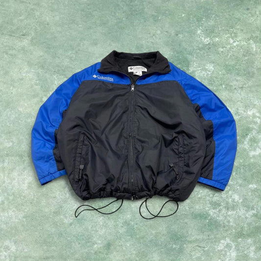 Y2K Columbia technical windbreaker jacket black blue Padded boxy fit tech coat adjustable
