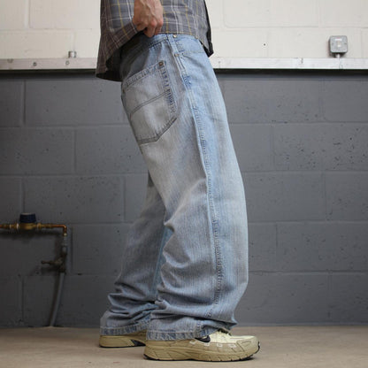 Y2K baggy denim surf jeans W36L32 blue Loose leg Dodeca skater style loose leg jeans