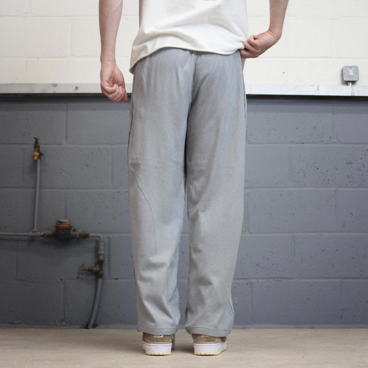 Adidas Y2K grey joggers loose floaty sweatpants embroidered logo