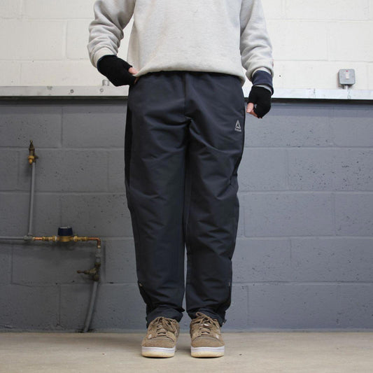 Y2k Reebok tracksuit bottoms grey Large mens loose 00s joggers print logo trackies sporty style