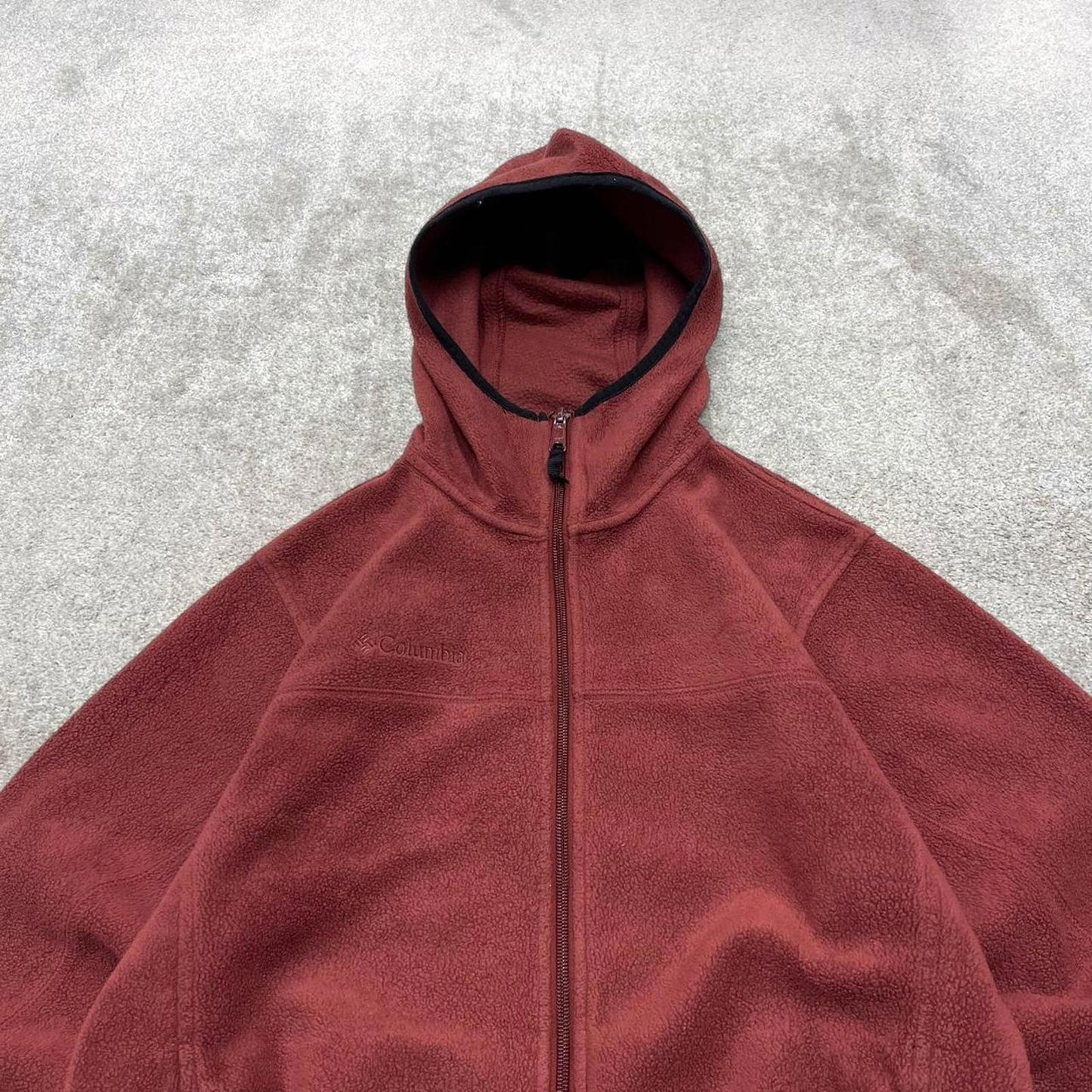 00s Columbia technical fleece jacket 14/16 youth red full zip up y2k style autumn