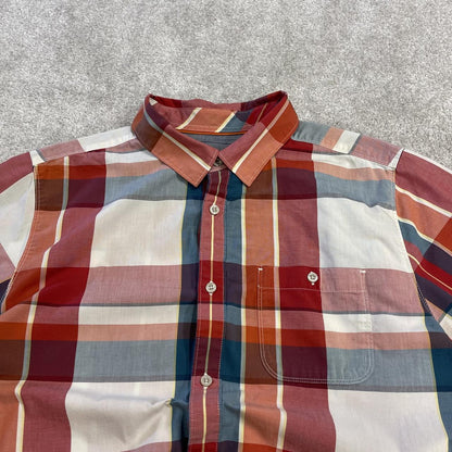 North Face checkered short sleeve shirt TNF festival style button down summer shirt