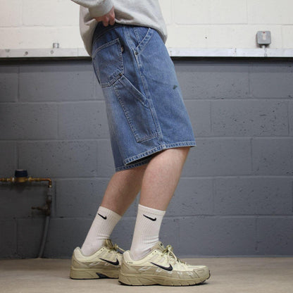 Baggy denim carpenter shorts cargo blue Aeropostale skater style surf jorts