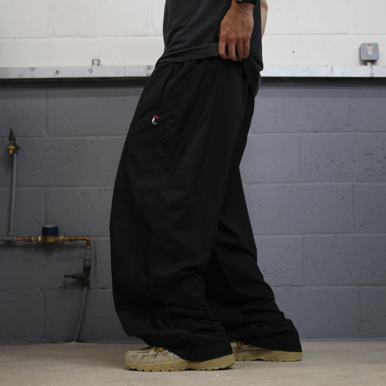 FILA baggy tracksuit bottoms wide leg black