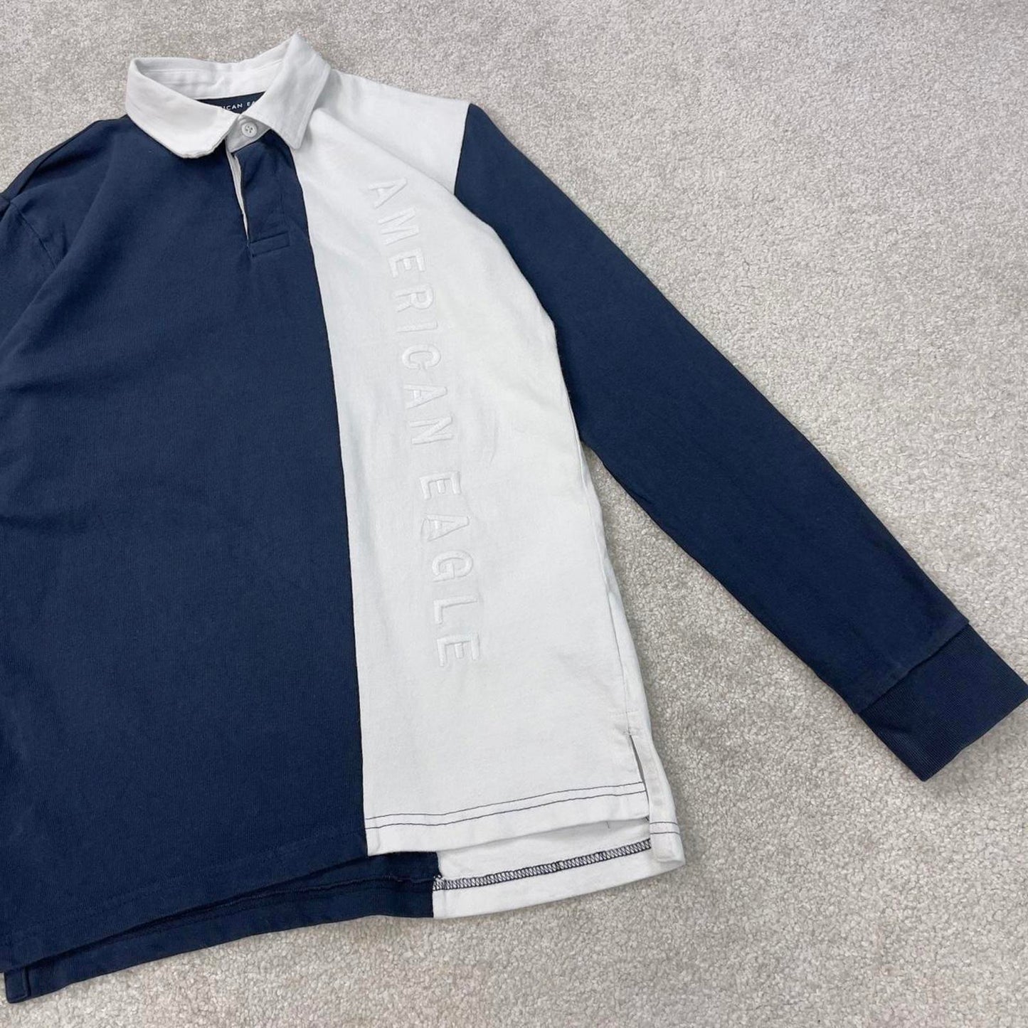 Navy American Eagle Vintage Style Rugby Shirt XS