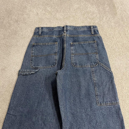 Baggy carpenter jeans y2k W32L34 blue denim Wide leg skater style work cargos