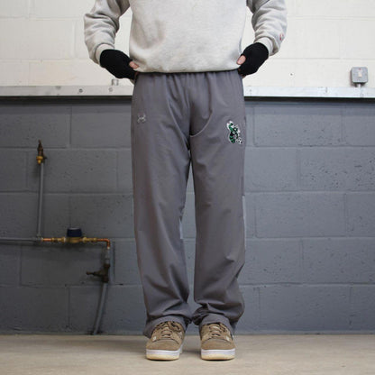 00s Under Armour tracksuit bottoms y2k M loose grey joggers embroidered logos gym wear trackies