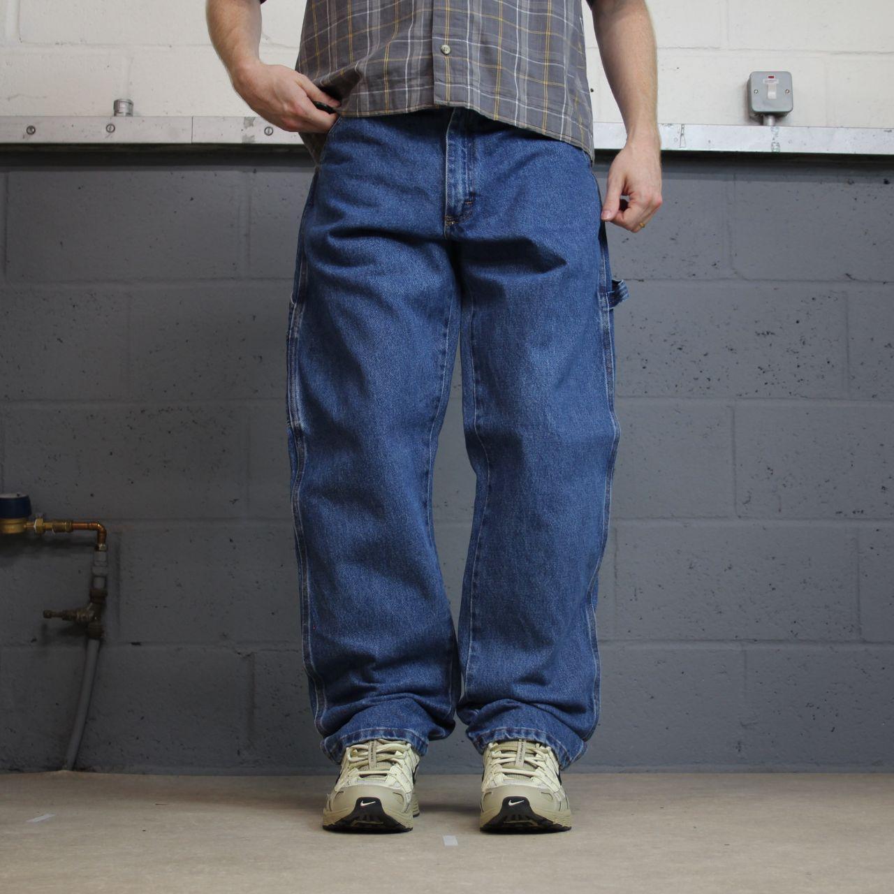 Rustler denim carpenter jeans y2k blue W32L34 Loose thick denim skater style utility cargo pants