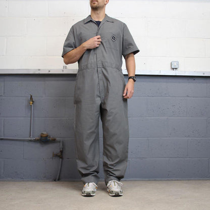 00s Dickies boiler suit coveralls XL Grey baggy twill style short sleeve jumpsuit mechanic
