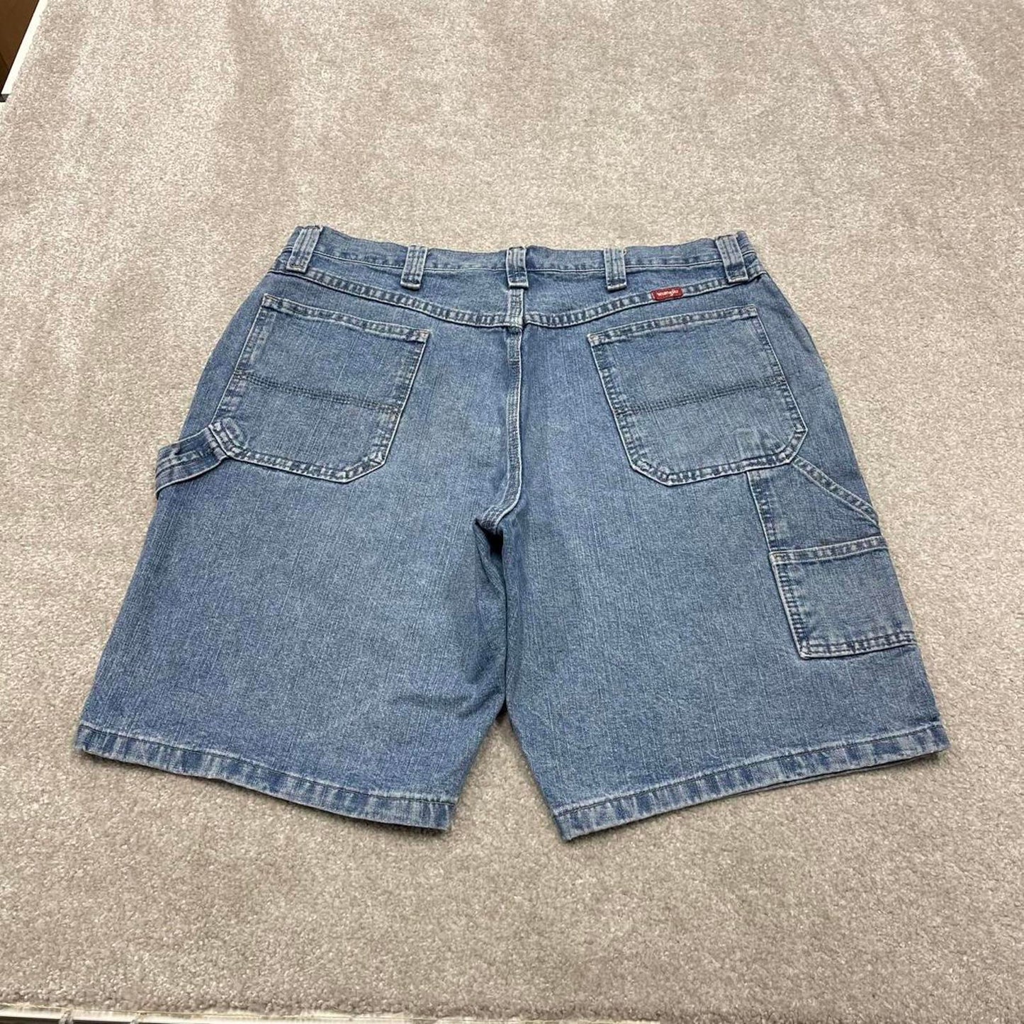 Y2k baggy Wrangler carpenter shorts skater style blue Denim wide leg summer festival jorts