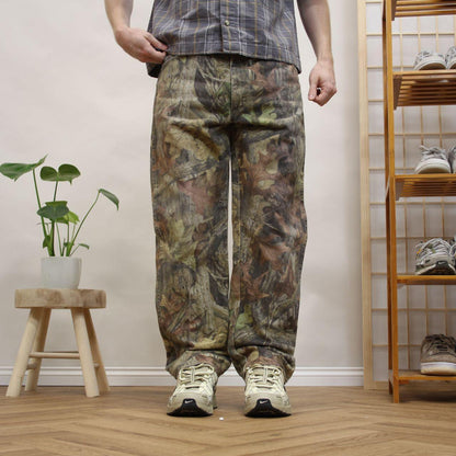 Vintage wrangler camo jeans Y2K Loose straight leg camouflage utility combat trousers