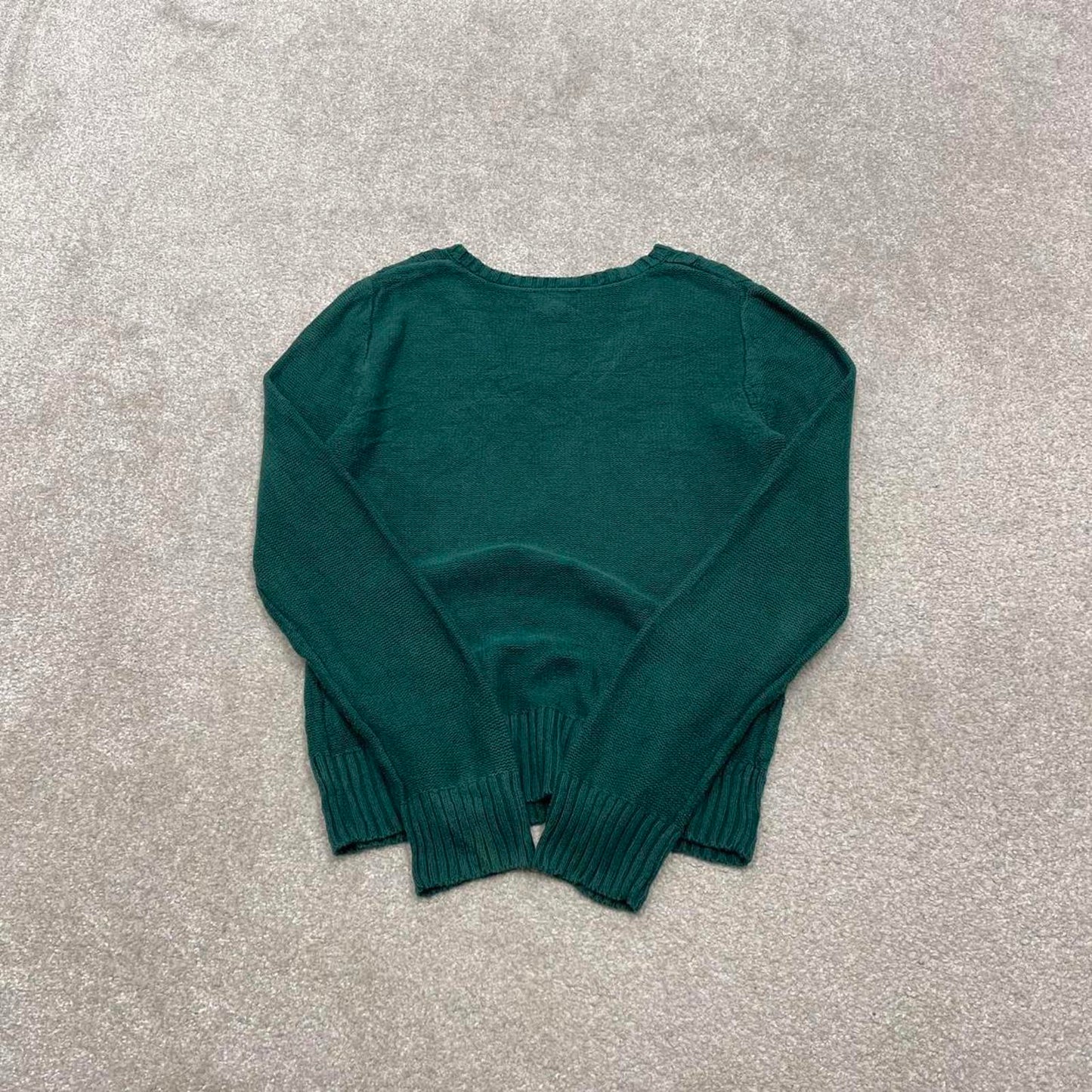 00s CHAPS knit sweater jumper embroidered M women's green knitted pull over y2k 90s style