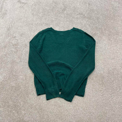 00s CHAPS knit sweater jumper embroidered M women's green knitted pull over y2k 90s style