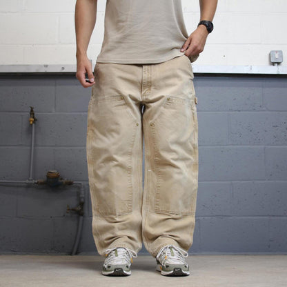 Vintage Carhartt double knee carpenter jeans W38L29 tan baggy 90s style skater cargos