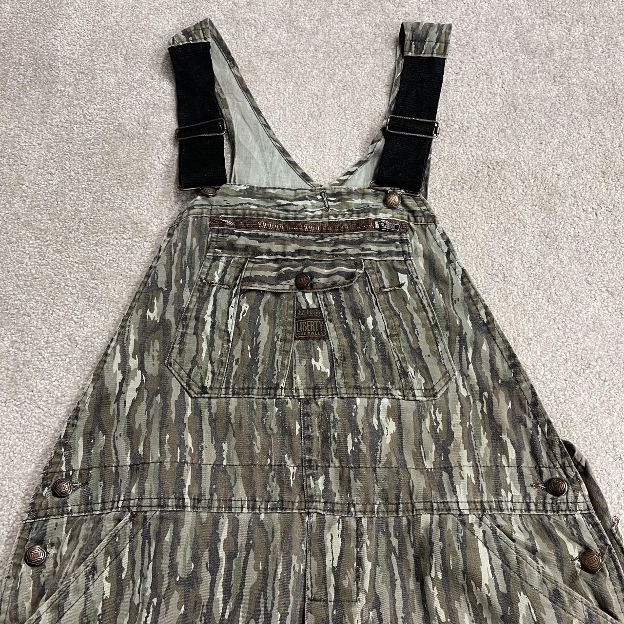 Liberty camo dungarees loose fit green Vintage Realtree camouflage bib & brace overalls double knees