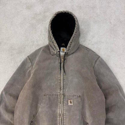 Vintage brown Carhartt hooded active jacket XL canvas bomber